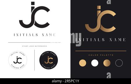 Luxury JC or CJ Initial Monogram Text Letter Logo Design Stock Vector