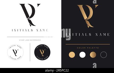 Luxury RV or VR Initial Monogram Text Letter Logo Design Stock Vector