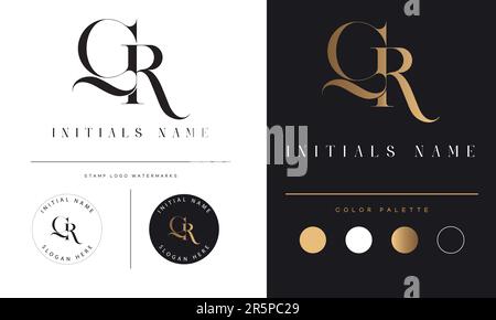 Luxury GR or RG Initial Monogram Text Letter Logo Design Stock Vector
