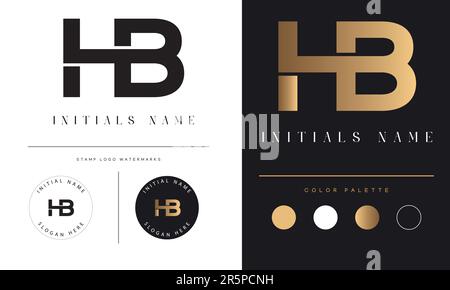 Luxury HB or BH Initial Monogram Text Letter Logo Design Stock Vector