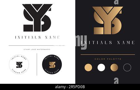 Luxury YS or SY Initial Monogram Text Letter Logo Design Stock Vector
