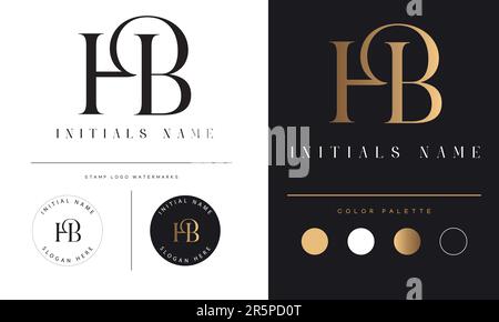Luxury HB or BH Initial Monogram Text Letter Logo Design Stock Vector