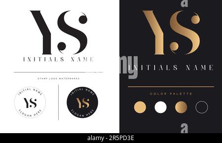 Luxury YS or SY Initial Monogram Text Letter Logo Design Stock Vector