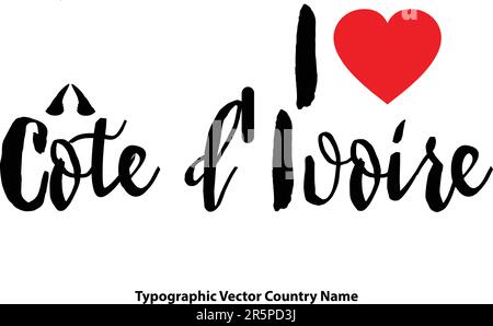 Country Name In Elegant Typography Text Lettering Stock Vector