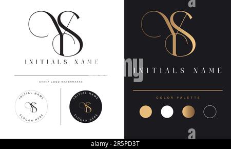 Luxury YS or SY Initial Monogram Text Letter Logo Design Stock Vector