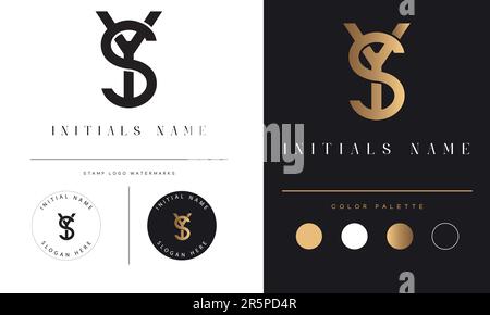 Luxury YS or SY Initial Monogram Text Letter Logo Design Stock Vector