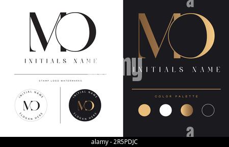 Luxury MO or OM Initial Monogram Text Letter Logo Design Stock Vector