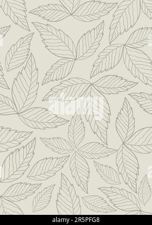 Vector lineart spring leaves seamless pattern background Stock Vector ...