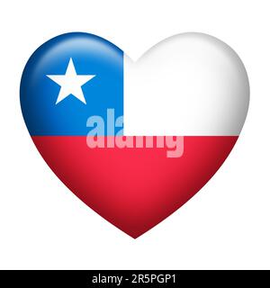 Heart shape of Chile flag isolated on white Stock Photo