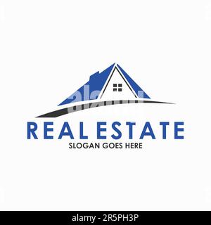 Simple Minimalist Real estate logo with Home Roofing Design Stock Vector
