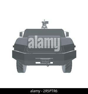 Army truck transportation for operation war vector design illustration. Truck in desert. 3D armored car. Polygonal military SUV. Off-road vehicle. Vec Stock Vector