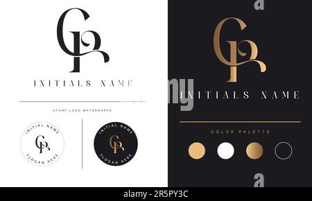Luxury CP or PC Initial Monogram Text Letter Logo Design Stock Vector