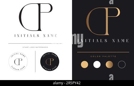 Luxury DP or PD Initial Monogram Text Letter Logo Design Stock Vector