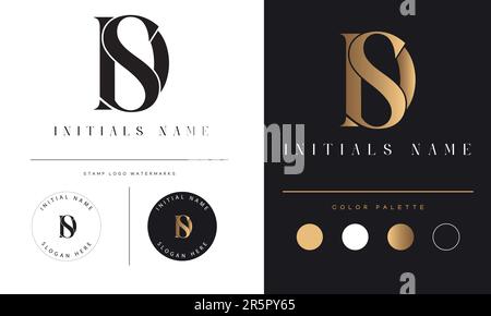 Luxury SD or DS Initial Monogram Text Letter Logo Design Stock Vector