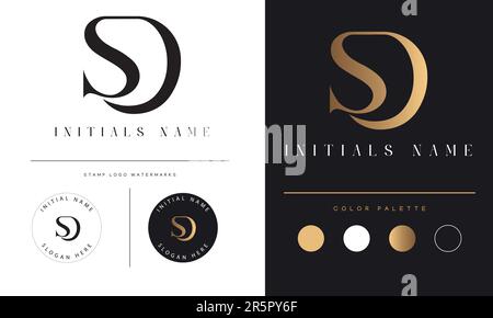 Luxury SD or DS Initial Monogram Text Letter Logo Design Stock Vector