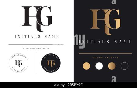 Luxury HG or GH Initial Monogram Text Letter Logo Design Stock Vector