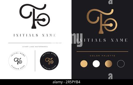 Luxury FO or OF Initial Monogram Text Letter Logo Design Stock Vector