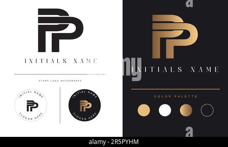 Luxury PP or pp Initial Monogram Text Letter Logo Design Stock Vector