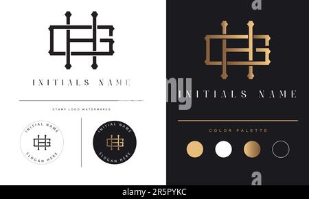 Luxury HG or HG Initial Monogram Text Letter Logo Design Stock Vector