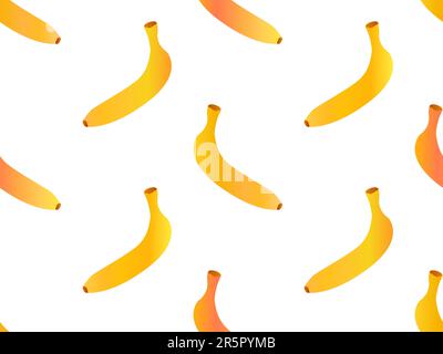 Seamless pattern with bananas on a white background. Summer fruit pattern with gradient bananas. Design for posters, wrapping paper and wallpapers. Ve Stock Vector