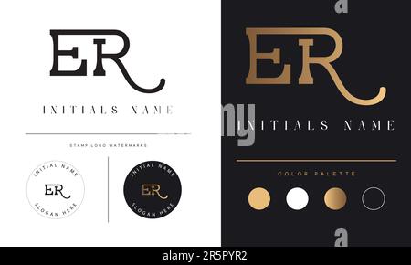 Luxury ER or RE Initial Monogram Text Letter Logo Design Stock Vector
