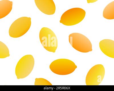 Seamless pattern with lemons on a white background. Gradient lemons in yellow-orange color. Design for printing on paper and fabric, banners and poste Stock Vector