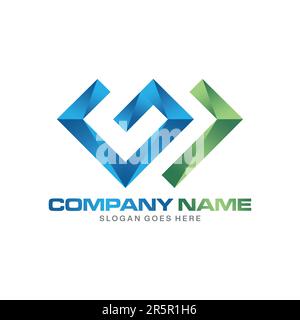 Modern Letter GW logo concept Stock Vector