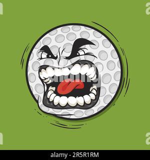 An angry mean looking golf ball sports cartoon mascot character Stock Vector