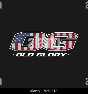 Letter OG with American Flag Logo Concept Stock Vector