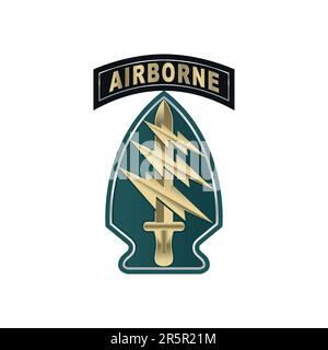 Emblem of US Army Special Forces groups Green Berets. De Oppresso Liber Stock Vector