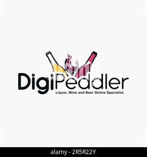Liquor Beer Wine Online shop logo Stock Vector