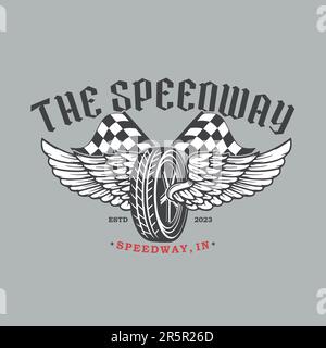 vintage wheel or tire and wings vector illustration Stock Vector