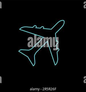 Neon sign Plane icon vector Stock Vector