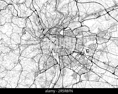 Road map of the city of  Lyon Metropole in France on a white background. Stock Photo