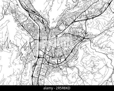 Road map of the city of  Grenoble in France on a white background. Stock Photo