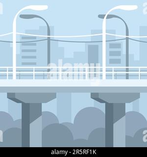 A bridge over the river in a flat style. Stock Vector