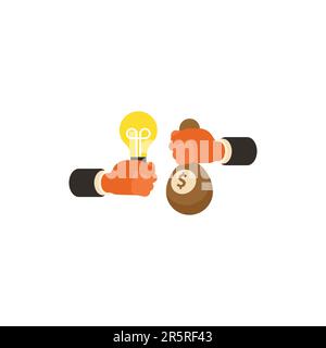 Idea and money icon in flat color style. Stock Vector