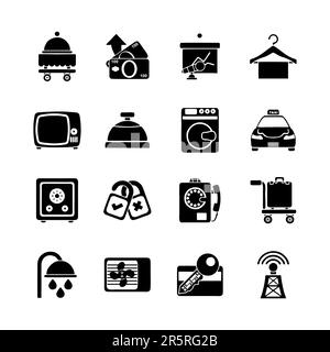 Hotel facilities, hotel services line icons se Stock Vector