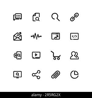 Outline web icons set - Search Engine Optimization. Thin line web icon collection. Simple vector illustration. Stock Vector