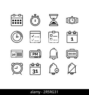 Time and clock line icons. Vector linear icon set. Stock Vector