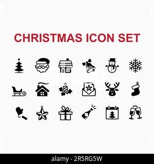 Flat Christmas ornaments icon set Stock Vector