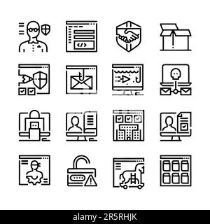 Security related, pixel perfect, editable stroke, up scalable vector icon set Stock Vector
