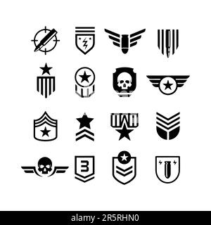 Military Badges Icons. Black Scribble Design. Vector Illustration Stock Vector