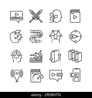 Learning and Education icon set in thin line style Stock Vector