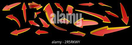 3D Red Arrows with Yellow borders for design of the Thumbnails ...