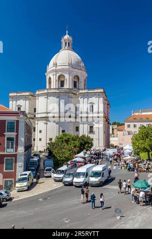 Portugal, Lisbon, The Church of Santa Engracia, a 17th century church transformed into the National Pantheon and Lisbon's flea market around Campo de Santa Clara, a square near the National Pantheon Stock Photo
