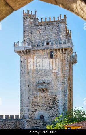 Portugal, Alentejo region, Beja, the medieval castle and the Torre de Menagem, high crenellated dungeon, symbol of the city Stock Photo