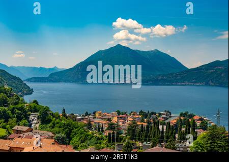 A view of Lake Como, photographed from Bellano, on the Lecco side of the lake. Stock Photo