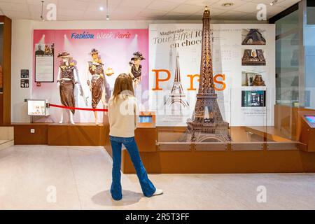 France, Paris, the Chocolate museum, the Chocolate Eiffel Tower Stock Photo