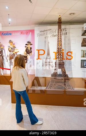 France, Paris, the Chocolate museum, the Chocolate Eiffel Tower Stock Photo